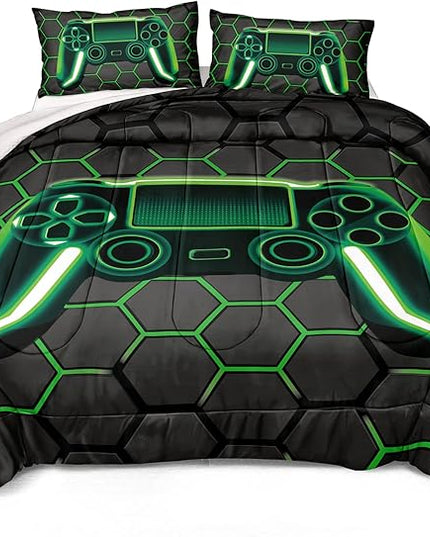 Boys Comforter Set,Gaming Bedding for Kids Teen,Game Console Comforter Set for Gamer Room Decor(comforter-Game43,Twin) - LeafyLoom