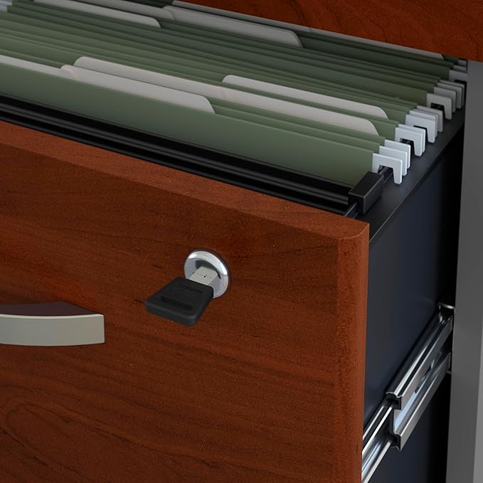 Bush Business Furniture Series C 2 Drawer Rolling File Cabinet in Hansen Cherry - Assembled, Mobile Document Storage for Home or Professional Office - LeafyLoom