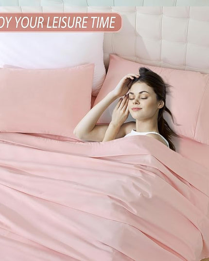 Full Sheet Set - 4 Piece Soft Breathable Bed Sheets for Full Size Bed, Extra Deep Pocket Lxuury Brushed Sheets, Cooling Hotel Bedding Sheets and Pillowcases, Wrinkle Free Oeko-Tex Sheets - LeafyLoom