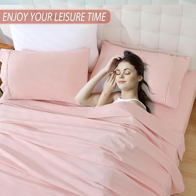 Full Sheet Set - 4 Piece Soft Breathable Bed Sheets for Full Size Bed, Extra Deep Pocket Lxuury Brushed Sheets, Cooling Hotel Bedding Sheets and Pillowcases, Wrinkle Free Oeko-Tex Sheets - LeafyLoom