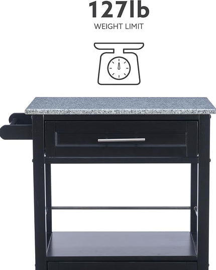 Linon Cayden Black Kitchen Cart, - LeafyLoom