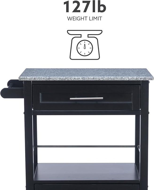 Linon Cayden Black Kitchen Cart, - LeafyLoom