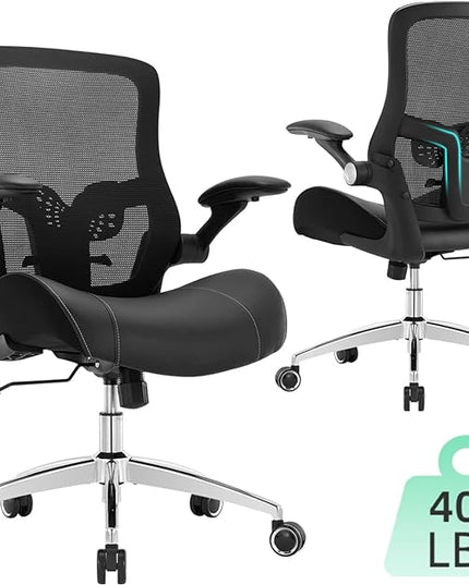Office Chair Ergonomic Desk Chair-400lbs Big and Tall Heavy Duty, Wide & Soft 3D Modeling Foam Cushion Home Office Desk Chair with Adjustable Seat Height, Executive Computer Task Chair - LeafyLoom
