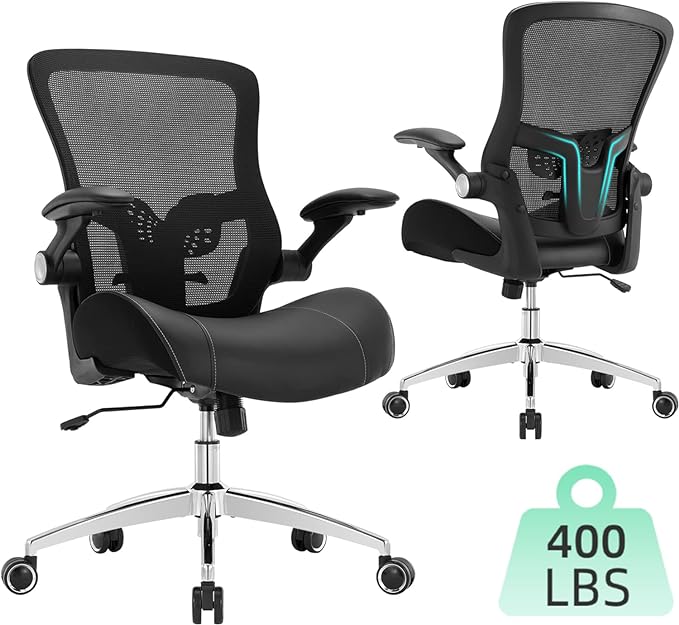 Office Chair Ergonomic Desk Chair-400lbs Big and Tall Heavy Duty, Wide & Soft 3D Modeling Foam Cushion Home Office Desk Chair with Adjustable Seat Height, Executive Computer Task Chair - LeafyLoom