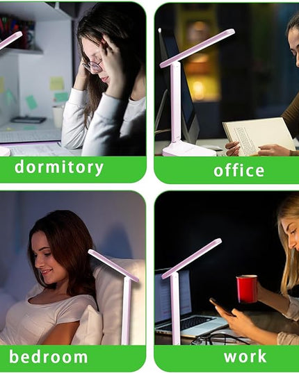 Desk lamp,LED Lamp,Touch Control,3 Color Modes,Eye-Protecting Table Lamp,Led Lights for Bedroom,Home,Office,Black (Medium Size, Pink) - LeafyLoom