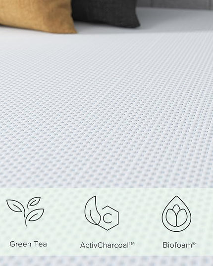 ZINUS 12 Inch Green Tea Cooling Gel Memory Foam Mattress, Queen, Fiberglass Free, Cooling Gel Foam, Pressure Relieving, CertiPUR-US Certified, Mattress in A Box, White - LeafyLoom