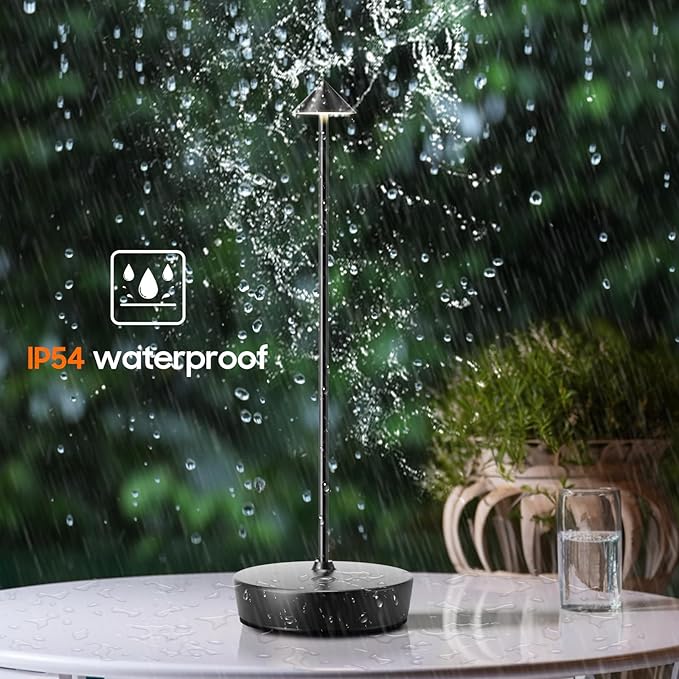 Cordless Table Lamp Rechargeable, Waterproof Portable Touch Dimmable Desk Lamp, 6000mAh Battery Operated LED Table Light for Restaurant/Indoor/Patio - LeafyLoom