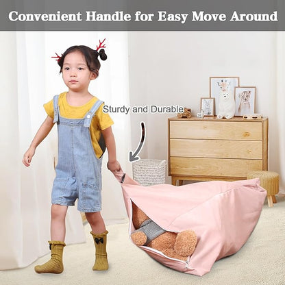 Jorbest Stuffed Animal Storage Bean Bag Chair for Kids and Adults, Luxury Velvet Stuffed Animal Bean Bag Storage, Cover Only(Sweet Pink 200L/52 Gal) - LeafyLoom