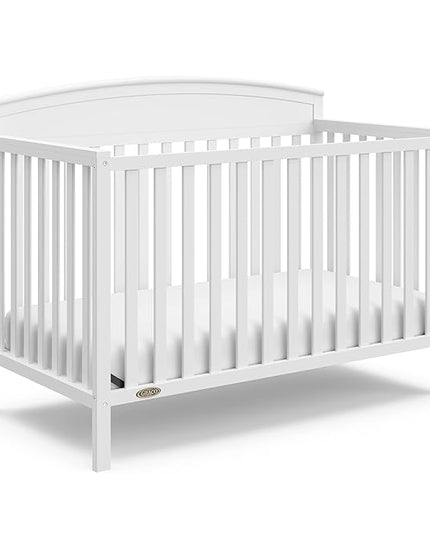 Graco Benton 5-in-1 Convertible Crib (White) – GREENGUARD Gold Certified, Converts from Baby Crib to Toddler Bed, Daybed and Full-Size Bed, Fits Standard Full-Size Crib Mattress - LeafyLoom
