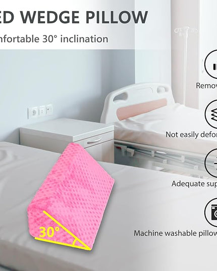 Wedge Pillow for Side Sleeping, Body Positioning Foam Wedge Pillow, Side Wedge Pillow for Sleeping Non-Slip Back Positioning Pillow for Bed Sore Wedge (Pink) - LeafyLoom