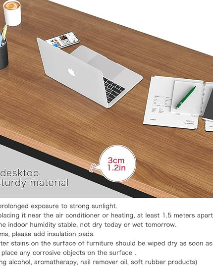 Large Table 24x48 inches Writing Computer Desk Modern Simple Study Desk Industrial Style Laptop Table for Home Office Brown Notebook Desk - LeafyLoom