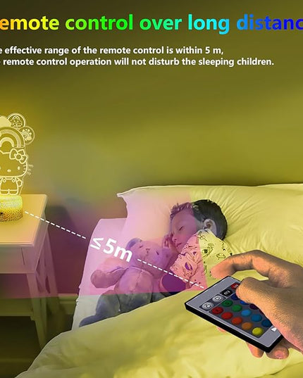 Kitty Night Light for Kids, Kitty Lamp Girl Cute Led Cat Night Light 16 Colors Dimmable Kitty Decor Lamp with Remote & Luminous Base, Bedroom Decoratio Gifts for Christmas Birthday Girls - LeafyLoom
