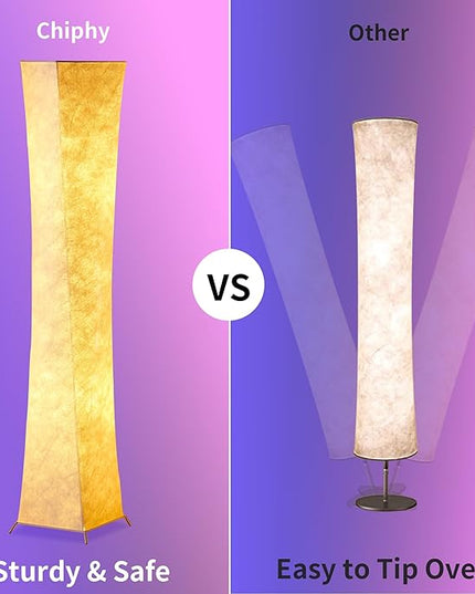 chiphy Floor Lamp, RGB Color Changing Dimmable LED Lamp, Smart WiFi Bulbs Compatible with Alexa & Google Assistant, 64" Tall White Fabric Shade Light, Modern for Living Room, Bedroom, Game Room - LeafyLoom