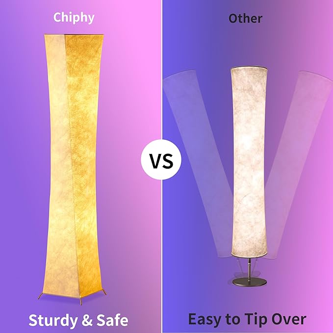 chiphy Floor Lamp, RGB Color Changing Dimmable LED Lamp, Smart WiFi Bulbs Compatible with Alexa & Google Assistant, 64" Tall White Fabric Shade Light, Modern for Living Room, Bedroom, Game Room - LeafyLoom