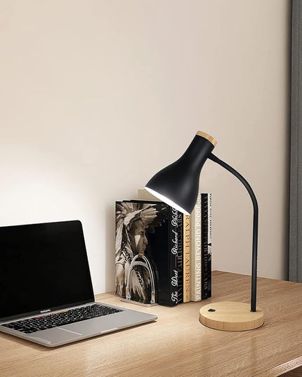 Desk Lamp Eye-Caring Table Lamps, Gooseneck Reading Desk Lamps Light, Portable Reading Book Light, Clamp Light, Study Desk Lamps for Bedroom and Office Home Lighting (Black-01) - LeafyLoom