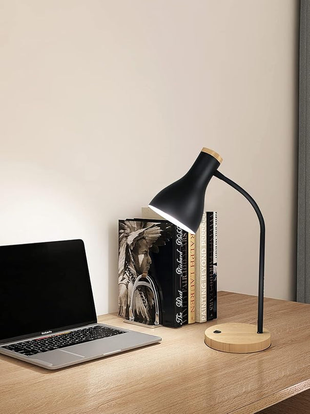 Desk Lamp Eye-Caring Table Lamps, Gooseneck Reading Desk Lamps Light, Portable Reading Book Light, Clamp Light, Study Desk Lamps for Bedroom and Office Home Lighting (Black-01) - LeafyLoom