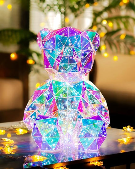 LED Colorful Teddy Bear Night Light, Kids Toys, Bedside Lamp, Mom Kids Birthday Valentine's Day Gift - Table Decoration - with USB Plug and Gift Box - LeafyLoom