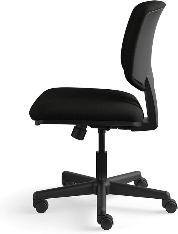HON Volt Armless Task Seating, Computer Chair for Office Desk, Black SofThread Leather - LeafyLoom