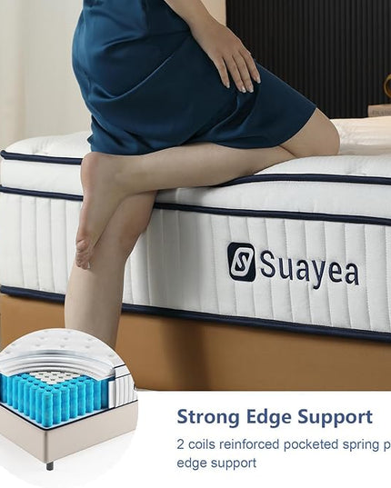 Full Mattress, 12 Inch Full Size Mattress in a Box, Medium Firm Matterss with Pocket Spring and Soft Foam, Ultimate Motion Isolation, Strong Edge Support, Hybrid Mattress - LeafyLoom