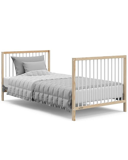 Graco Teddi 4-in-1 Convertible Mini Crib with Bonus Water-Resistant Mattress (Natural with White) – GREENGUARD Gold Certified, 2.75-Inch Mattress Included, Convenient Size, Easy 30-Minute Assembly - LeafyLoom