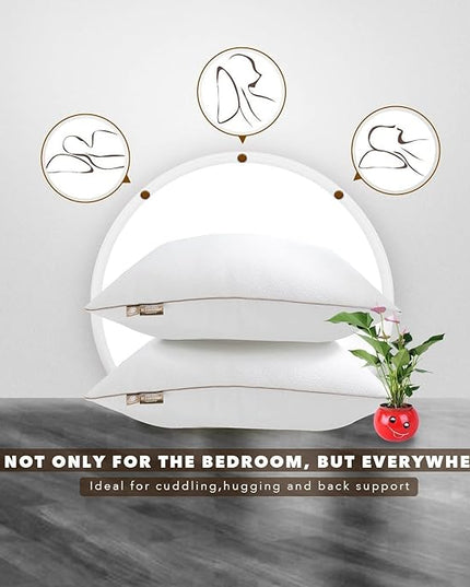 Premium 2-Pack Sleeping Pillow, Bed Pillow, Super Soft Down Alternative with Washable Covers, Microfiber Filling, Set of 2 (White, Queen) - LeafyLoom