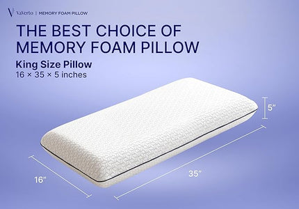 Gel Memory Foam Pillow 2 Pack - King Size - Ventilated, Bed Pillows with Viscose Made from Bamboo Pillow Cover,Cooling, Contoured Support - LeafyLoom