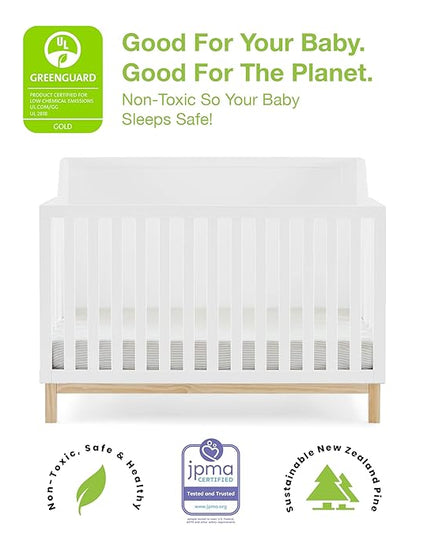 babyGap by Delta Children Oxford 6-in-1 Convertible Crib TrueSleep 2-Stage Deluxe Crib and Toddler Mattress (Bundle) - LeafyLoom
