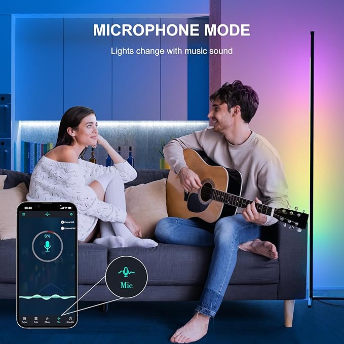 LED Corner Floor Lamp - Space with 16 Million Colors and 230 Dynamic Lighting Modes - App/Remote Control - Music Sync - Easy Installation - Perfect for Living, Gaming Room, and More (1) - LeafyLoom