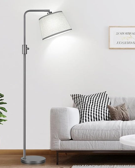 【Upgraded】 Dimmable Floor Lamp, 1000 Lumens LED Edison Bulb Included, Arc Floor Lamps for Living Room Modern Standing Lamp with Linen Shade, Tall Lamps for Living Room Bedroom Office Dining Room-Grey - LeafyLoom