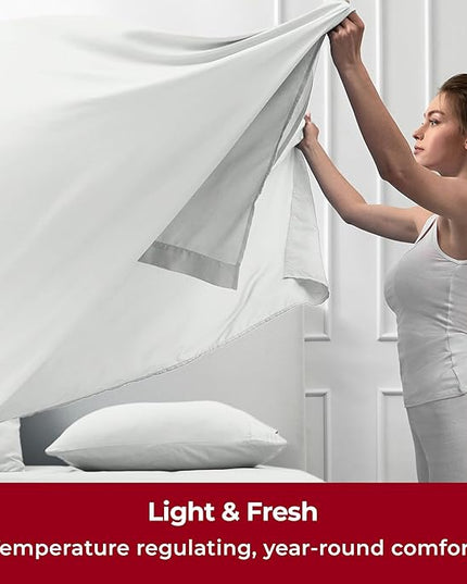 Mellanni Twin XL Sheets Set - 3 PC Iconic Collection Bedding Sheets & Pillowcases - Hotel Luxury, Extra Soft, Cooling Bed Sheets - Deep Pocket up to 16 inch (Twin Extra Long, Ivory) - LeafyLoom
