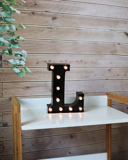 Light Up Black Alphabet Marquee Letters Sign LED Marquee Number Lights Sign for Night Light Home Bar Christmas Lamp Birthday Party Wedding Decoration L - LeafyLoom