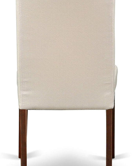 East West Furniture HBDR5-MAH-01 Hartland 5 Piece Modern Dining Set Includes a Round Wooden Table with Pedestal and 4 Cream Linen Fabric Upholstered Parson Chairs, 42x42 Inch - LeafyLoom
