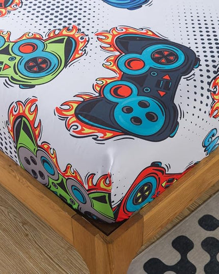 ADASMILE A & S Gamer Comforter Sets for Boys Teens 6 Pieces Gaming Bedding Set Twin Size Colorful Video Game Gaming Comforter for Kids Gamer Bed in A Bag Comforter with Gamer Sheets Home Decor - LeafyLoom