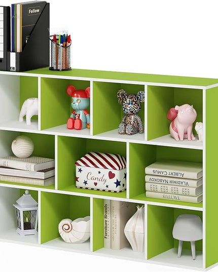 FURINNO 11107WH-GR 7 Reversible, 11-Cube, White Green - LeafyLoom