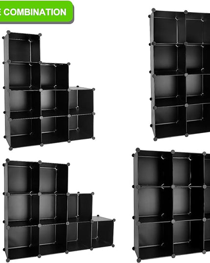 TUMUCUTE Cube Storage Organizer, 9-Cube DIY Plastic Closet Cabinet Modular Bookcase, Storage Shelves for Bedroom Living Room, Office, Black - LeafyLoom