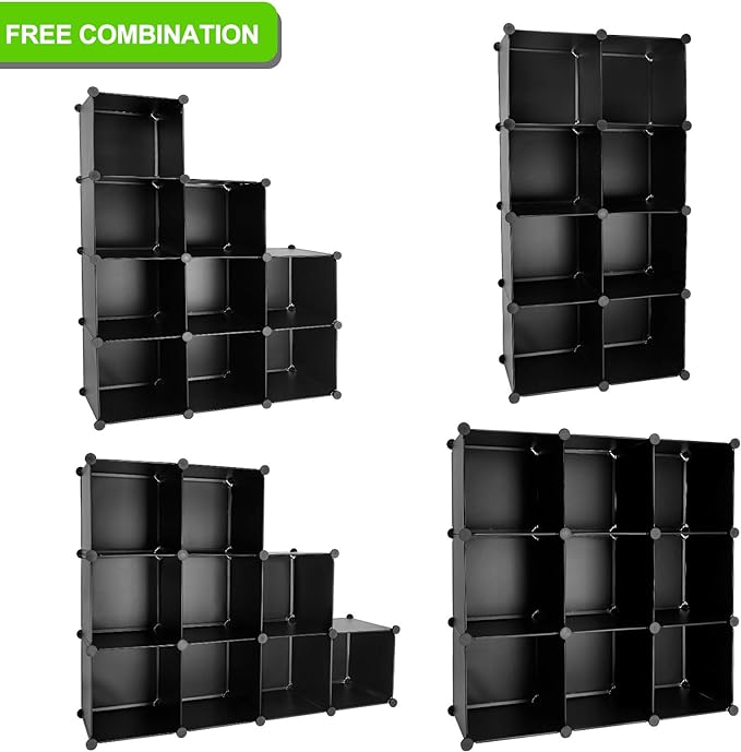 TUMUCUTE Cube Storage Organizer, 9-Cube DIY Plastic Closet Cabinet Modular Bookcase, Storage Shelves for Bedroom Living Room, Office, Black - LeafyLoom