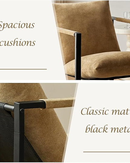 Wimarsbon Modern Accent Chair, Mid Century Sitting Chair with Sponge Cushion, Comfy and Sturdy Lounge Chair with Metal Leg for Bedroom, Living Room, Office,Easy Assembly (Chenille - Yellowgreen) - LeafyLoom