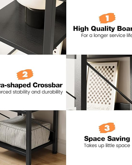 IDEALHOUSE Narrow Bookshelf Tall Skinny Bookcase 6 Tier Storage Rack Rustic Corner Shelf Metal Frame Small Freestanding Bookshelves Industrial Display Stand for Bedroom, Living Room, Home Office - LeafyLoom
