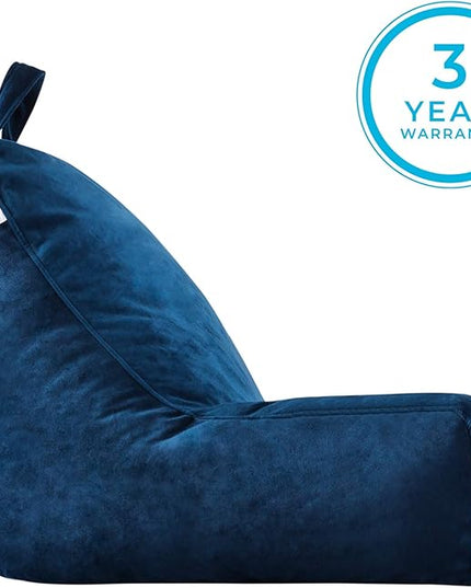 LINENSPA Reading Pillow with Shredded Memory Foam- Back Pillow for Sitting in Bed, Reading, Gaming, Watching TV – Bed Chair Pillow with Arms, Dorm Room Essentials, Navy, X-Large - LeafyLoom