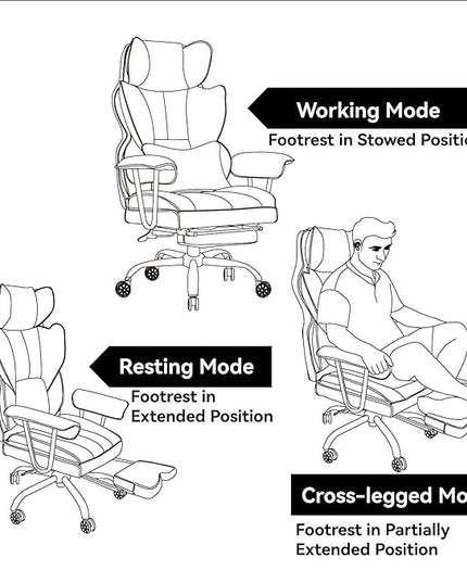 Desk Office Chair 400LBS, Big and Tall Office Chair, PU Leather Computer Chair, Executive Office Chair with Leg Rest, Light Pink Office Chair - LeafyLoom