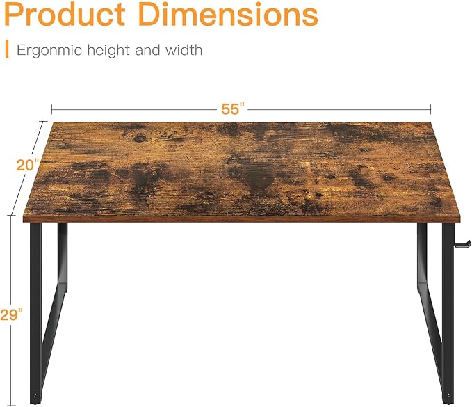 Coleshome 54 Inch Computer Desk, Modern Simple Style Desk for Home Office, Study Student Writing Desk, Vintage - LeafyLoom