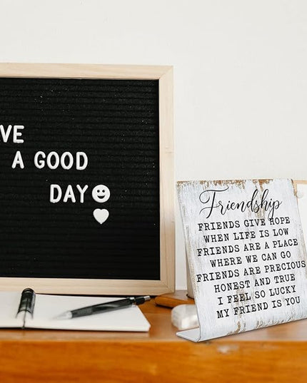 Friendship Signs for Women Friends, Friend Birthday Gift Ideas Office Gifts for Friends Sisters Coworkers Decorations On Shelf Table Desk for Living Room Bedroom Home Office dksg11 - LeafyLoom