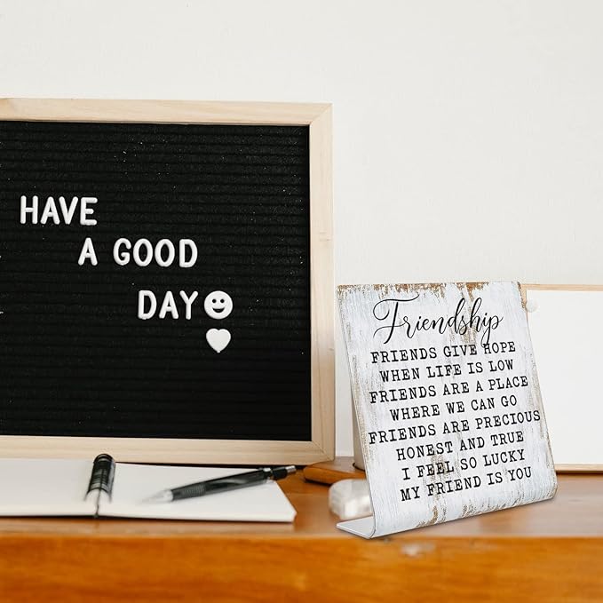 Friendship Signs for Women Friends, Friend Birthday Gift Ideas Office Gifts for Friends Sisters Coworkers Decorations On Shelf Table Desk for Living Room Bedroom Home Office dksg11 - LeafyLoom