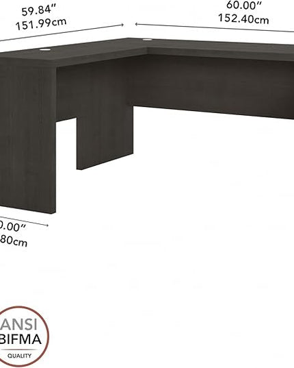 Bush Business Furniture Echo L Shape Desk with Wire Management | Corner Computer Table with Quick-to-Assemble Hardware | Home Office Credenza, 60W, Charcoal Maple - LeafyLoom