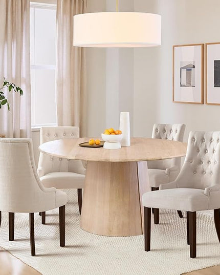 COLAMY Wingback Upholstered Dining Chairs Set of 4, Fabric Side Dining Room Chairs with Tufted Button, Living Room Chairs for Home Kitchen- Beige - LeafyLoom
