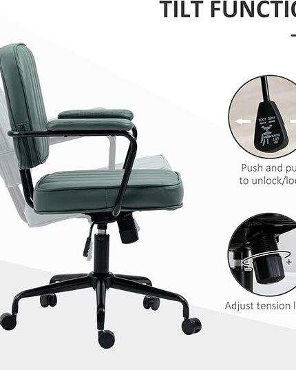 Vinsetto Home Office Chair, Microfiber Computer Desk Chair with Swivel Wheels, Adjustable Height, and Tilt Function, Green - LeafyLoom
