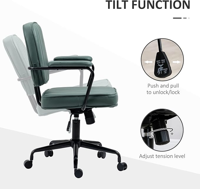 Vinsetto Home Office Chair, Microfiber Computer Desk Chair with Swivel Wheels, Adjustable Height, and Tilt Function, Green - LeafyLoom
