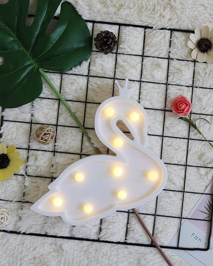 GUOCHENG Swan Marquee Light Decor Light LED Night Light Battery Operated Table Lamps on Wall for Party Children Kids Bedroom Lighting Decoration, Birthday Christmas Gifts for Kids (White Swan) - LeafyLoom