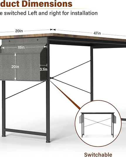 HealSmart Home Office Computer Desk, Modern Style Design with Headphone Hooks for Working, Writing and Gaming, 32 Inch, 40 Inches, Deep Brown - LeafyLoom