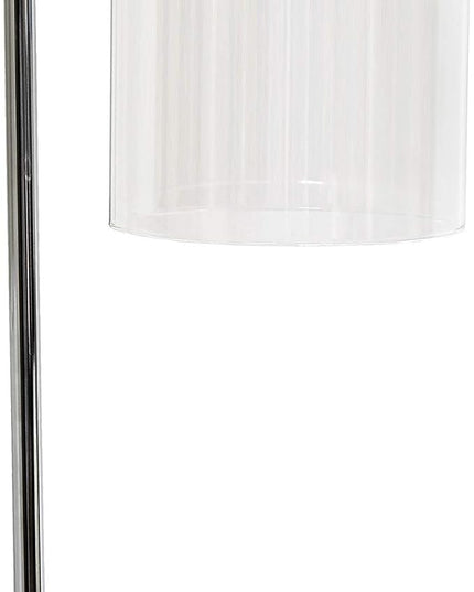 Simple Designs LD1036-CHR Bronson Antique Style Industrial Iron Lantern Desk Bedside Glass Shade Table Lamp, Chrome - LeafyLoom